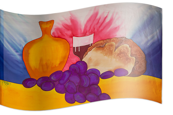 The design ‘The Bread and The Wine’ in hand-crafted silk