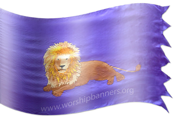 The design ‘The Lion of Judah Resting’ in hand-crafted silk