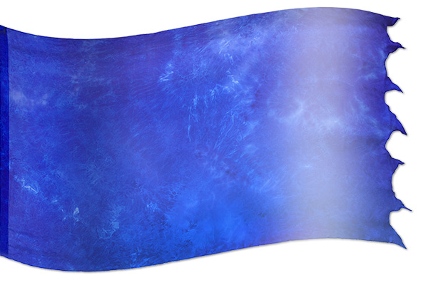 The design ‘Seven-fold Spirit Blue’ in hand-crafted silk