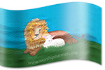 The Lion and The Lamb Silk worship, warfare & ministry banner design